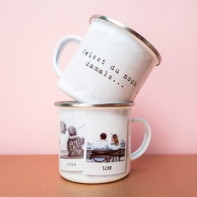 Personalisierbare Metalltasse Weißt du noch, damals ... Personalisierbare Metalltasse Weißt du noch, damals ...