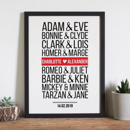 Berühmte Paare Modern - Personalisierbares Poster