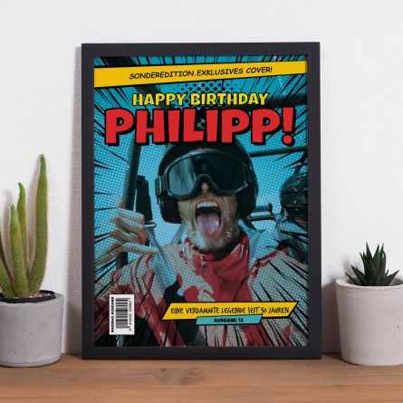 Personalisierbares Poster mit Text und Bild im Comic-Stil