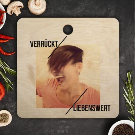 Personalisierbares Schneidebrett mit Foto und Text