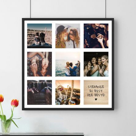 Personalisierbares Foto-Poster mit 8 Bildern und Text