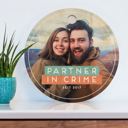 Personalisierbares Schneidebrett Rund mit Foto und Text