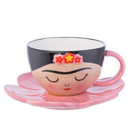 Handbemalte Frida Tasse mit Untertasse