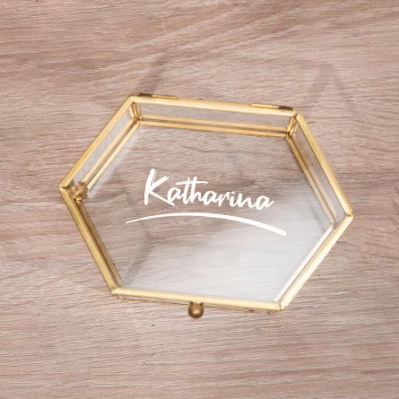 Glasbox mit Text