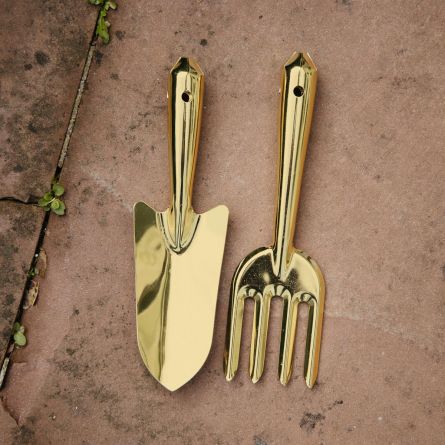 Goldfarbenes Gartengeräte 2er-Set