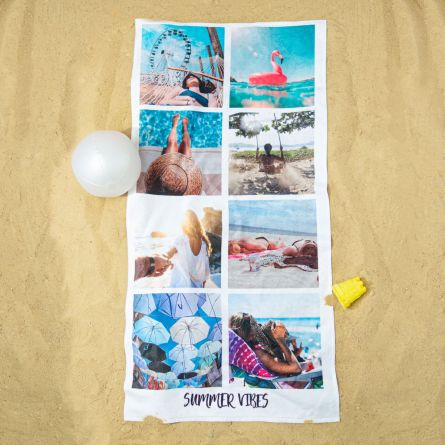 Personalisierbares Handtuch mit 8 Fotos und Text