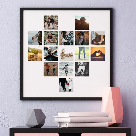 Personalisierbares Poster in Herz-Form mit Fotos
