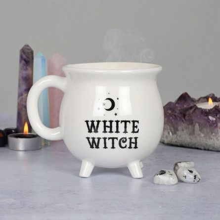 Hexenkessel Tasse in Weiß