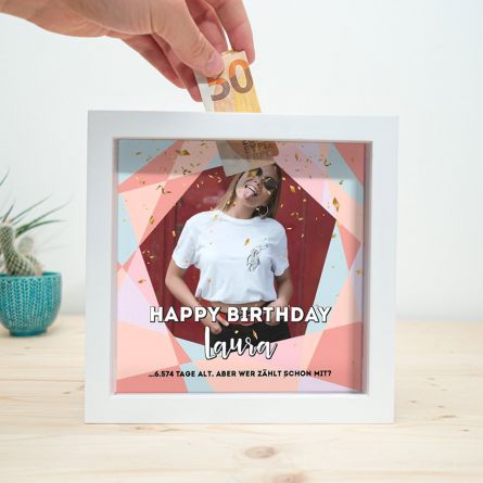 Personalisierbare Spardose zum Geburtstag