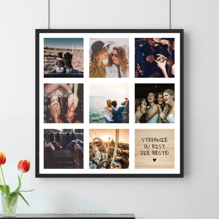 Personalisierbares Foto-Poster mit 8 Bildern und Text