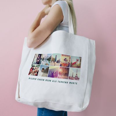 Personalisierbare Tasche mit 10 Bildern und Text Personalisierbare Tasche mit 10 Bildern und Text