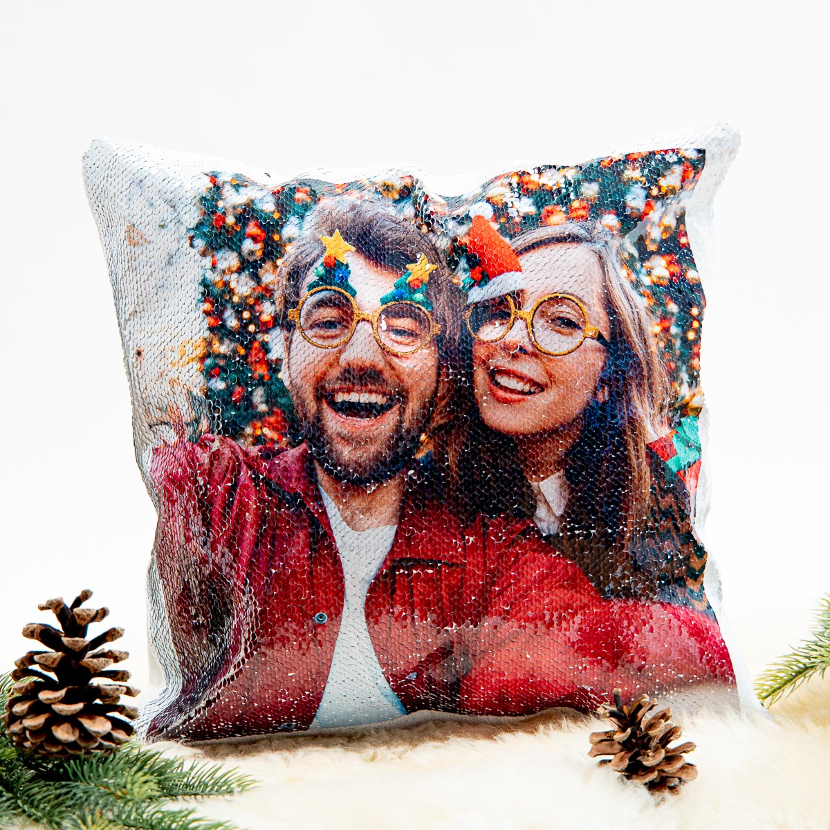 Weihnachtsgeschenke personalisierbarer Kissenbezug mit Pailletten Weihnachtsgeschenke personalisierbarer Kissenbezug mit Pailletten